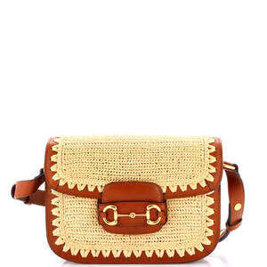 Gucci Horsebit Shoulder Bag Raffia #249306G23B